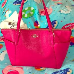 SALE Coach Ava II Pebble Leather Pink Ruby